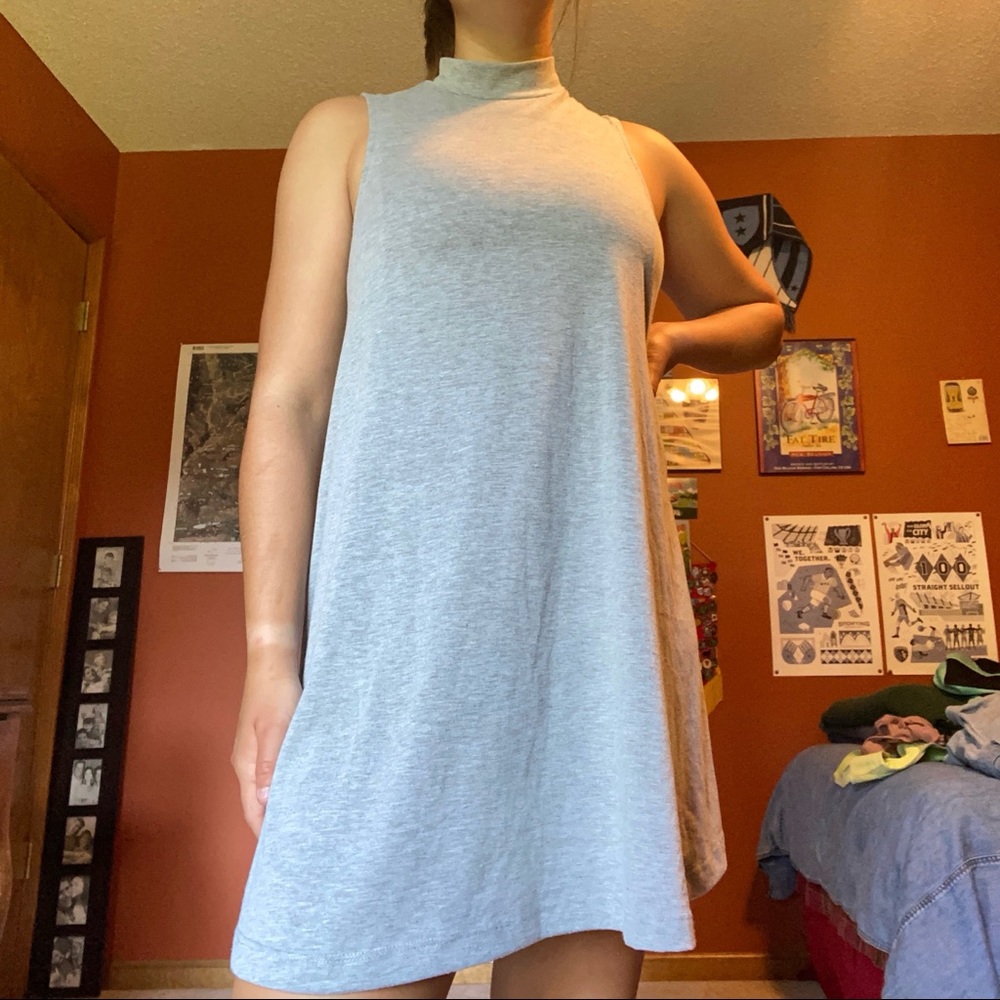 Grey high-necked shift dress